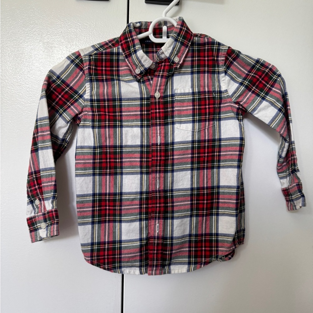 Janie and Jack Red, Blue, and White Plaid Shirt